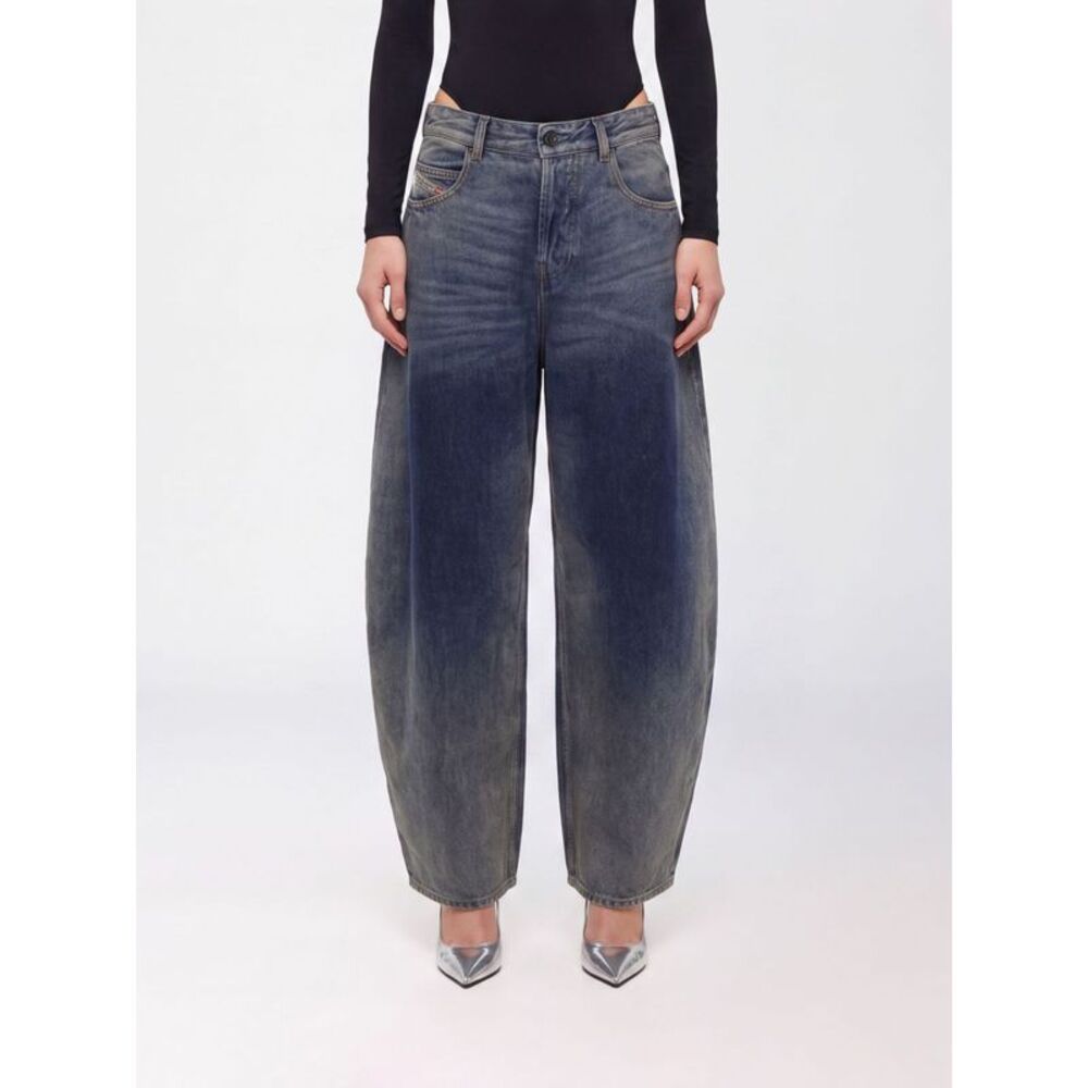Diesel Women Diesel 1987 D-Khelz Mid-Rise Baggy Jeans In Cotton And Hemp Denim